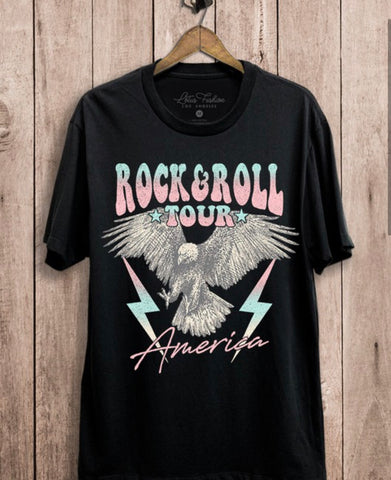 Rock & Roll Solid Black Graphic Tee