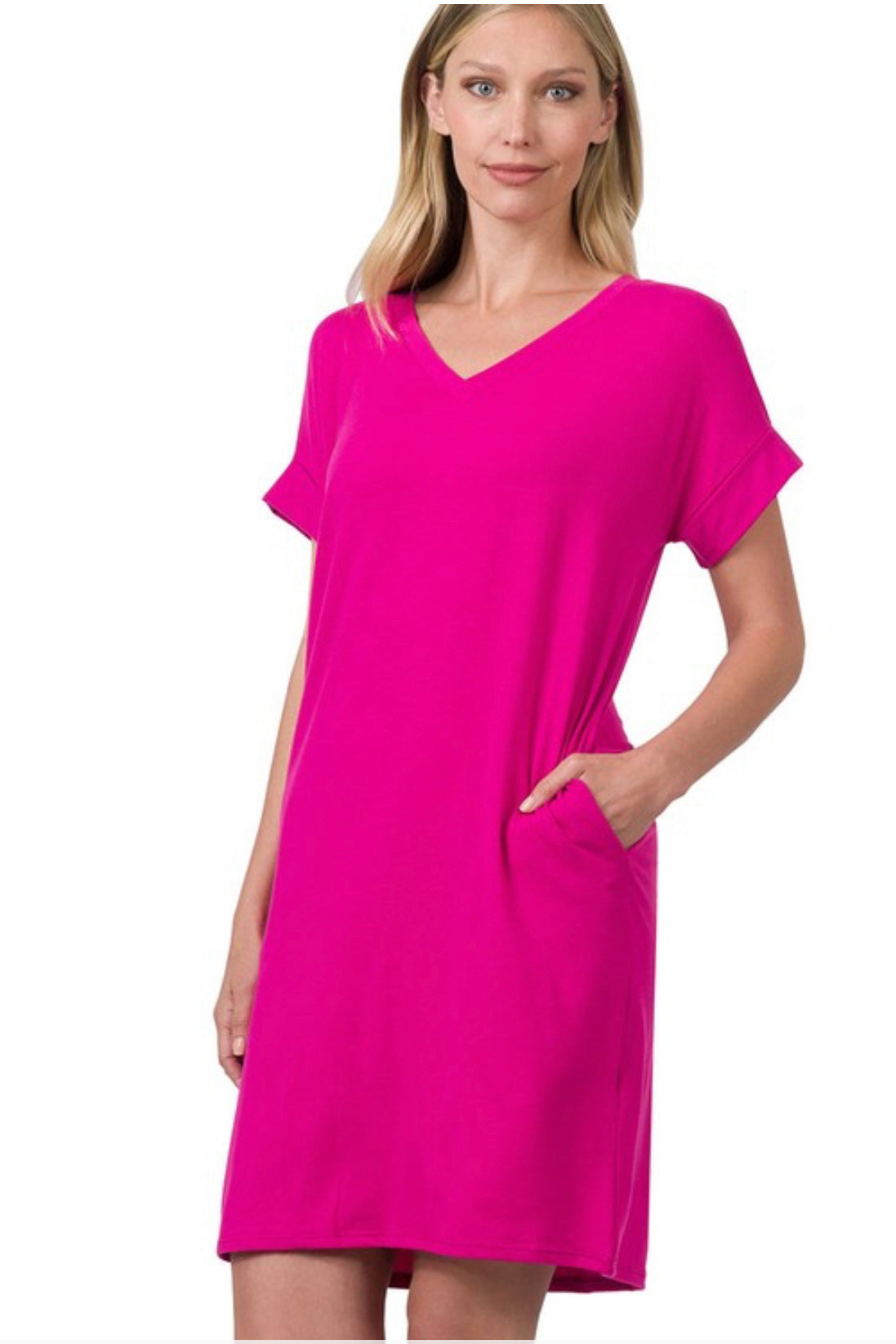 Rolled Sleeve T-Shirt Dress